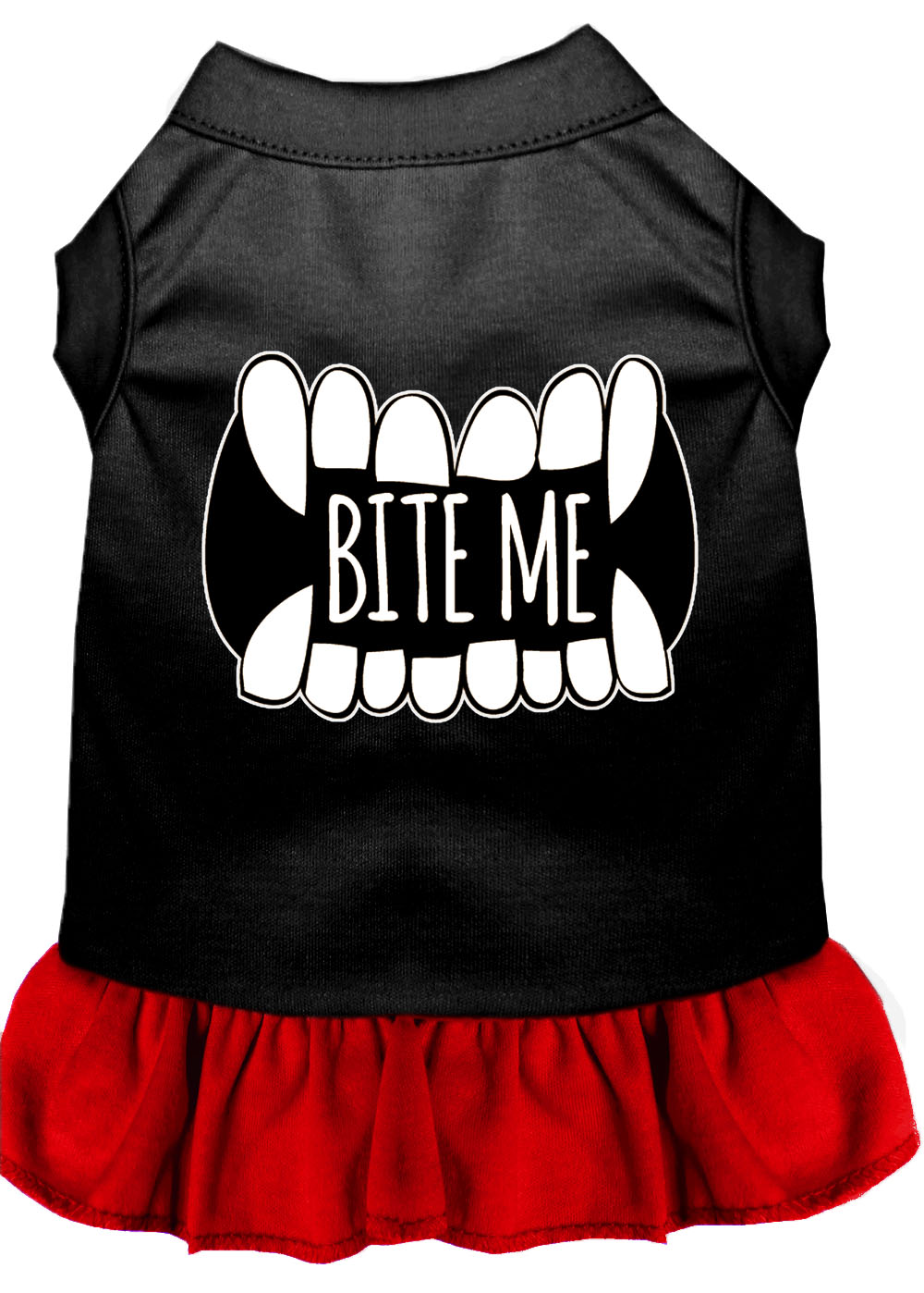 Bite Me Screen Print Dog Dress Black with Red XXL